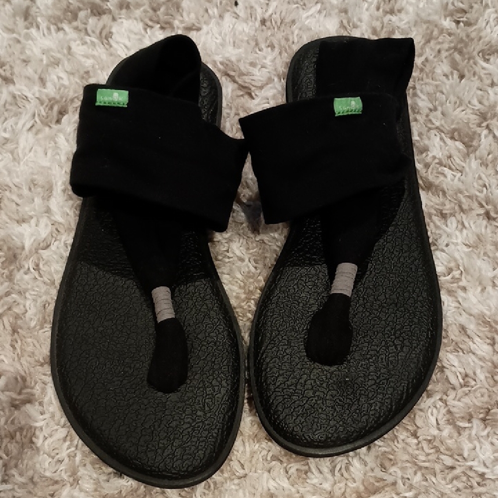 Sanuk Sandals Women’s Sz 8 Yoga Sling Flip Flop Slingback Black
